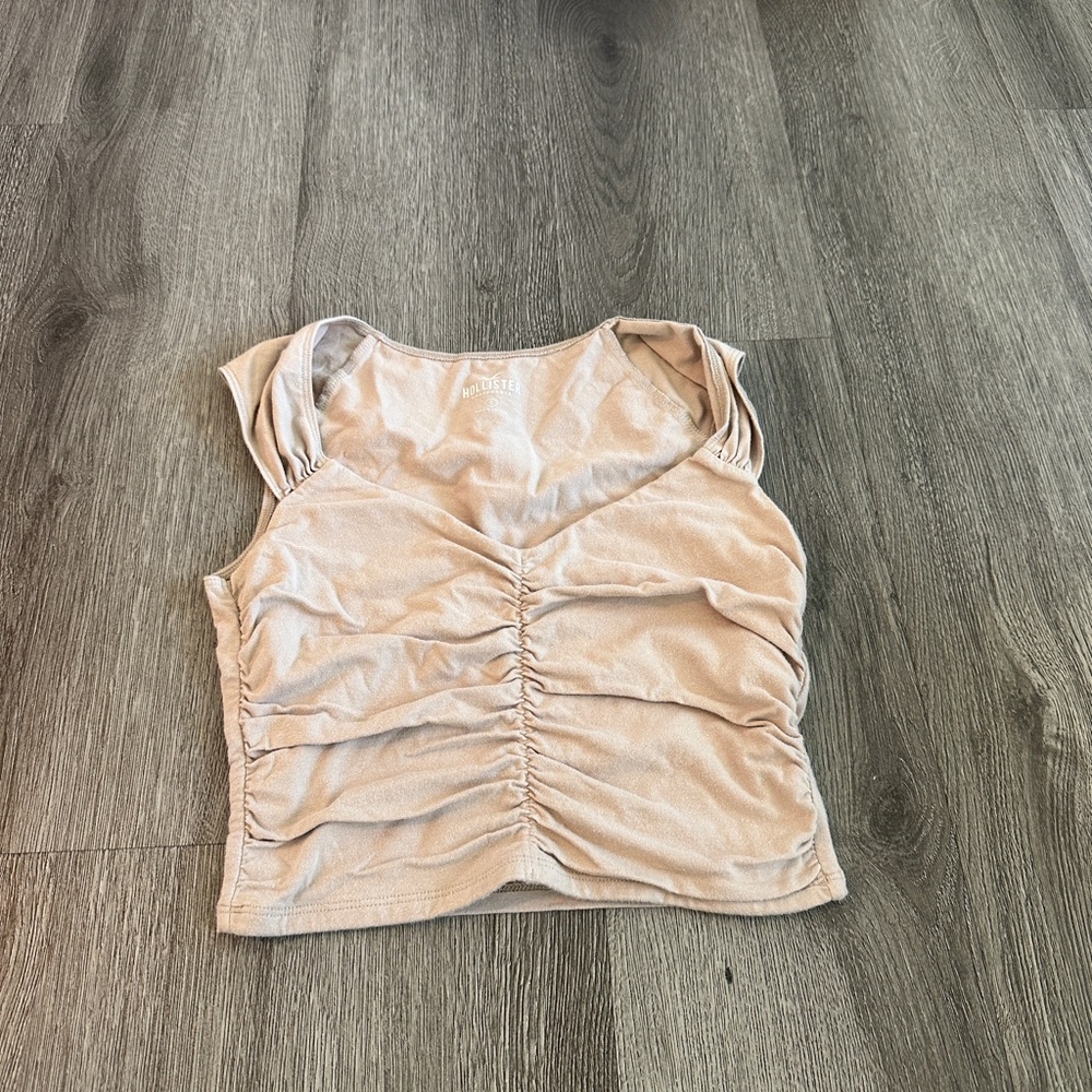 Hollister Beige Ruched Crop Top